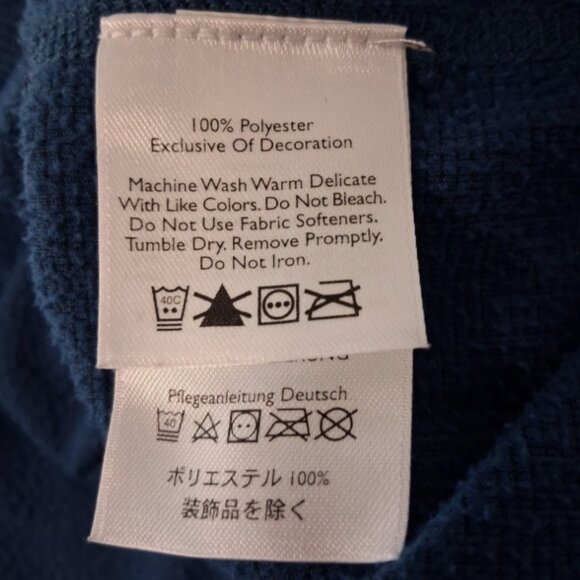 Eddie Bauer Pullover Sweatshirt Mens Sz TL Blue Green 1/4 Zip Pockets Fleece - Picture 5 of 9